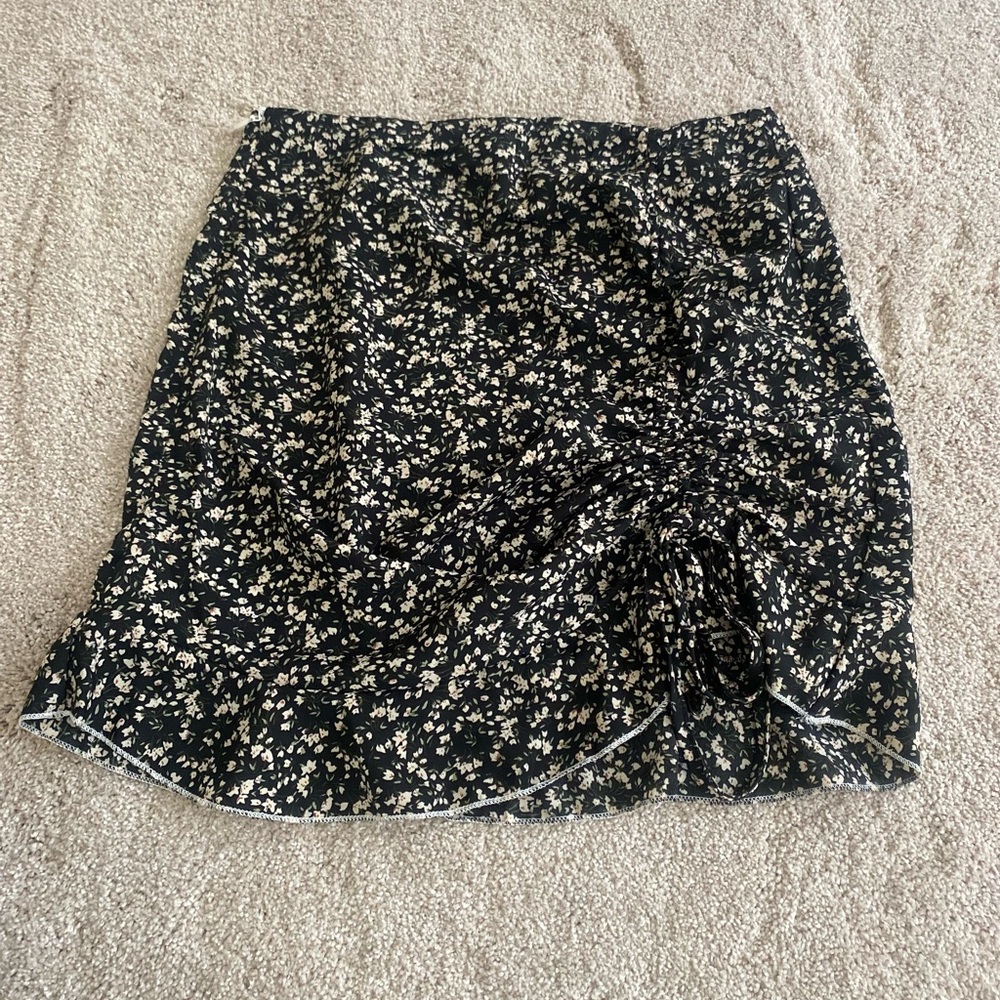SHEIN Floral Black and White Skirt